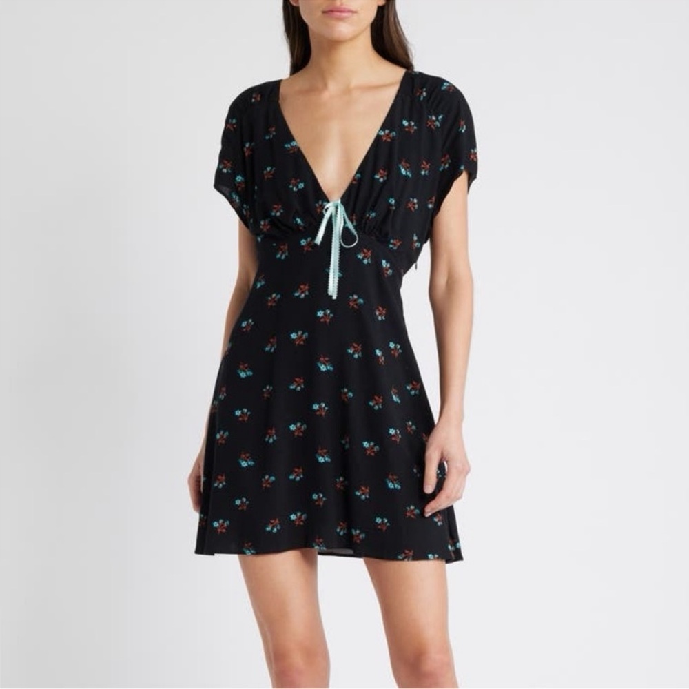 Free People Everyone's Favorite Minidress Color Black Combo Size M